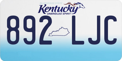 KY license plate 892LJC