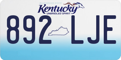 KY license plate 892LJE