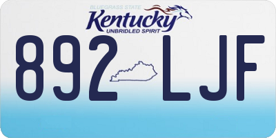 KY license plate 892LJF