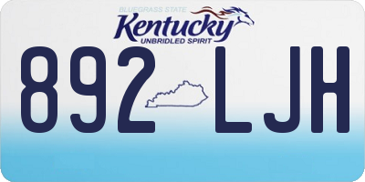 KY license plate 892LJH