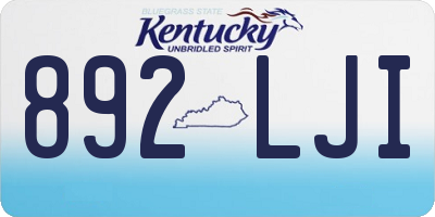 KY license plate 892LJI