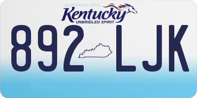 KY license plate 892LJK