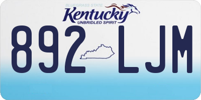 KY license plate 892LJM