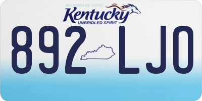 KY license plate 892LJO