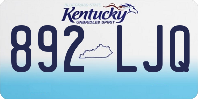 KY license plate 892LJQ