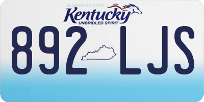KY license plate 892LJS