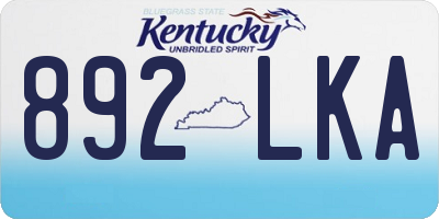 KY license plate 892LKA