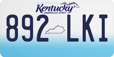 KY license plate 892LKI