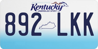 KY license plate 892LKK