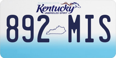 KY license plate 892MIS