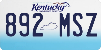 KY license plate 892MSZ