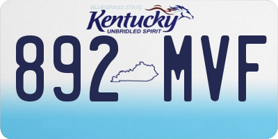 KY license plate 892MVF