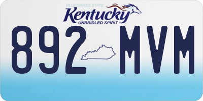 KY license plate 892MVM