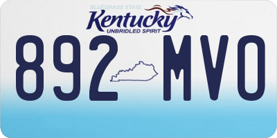 KY license plate 892MVO