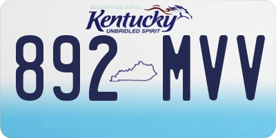 KY license plate 892MVV