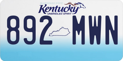 KY license plate 892MWN