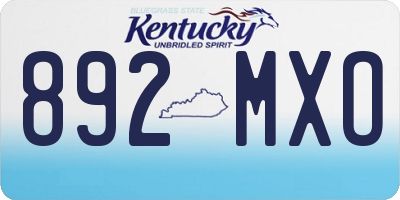 KY license plate 892MXO