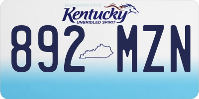 KY license plate 892MZN