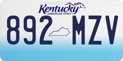 KY license plate 892MZV