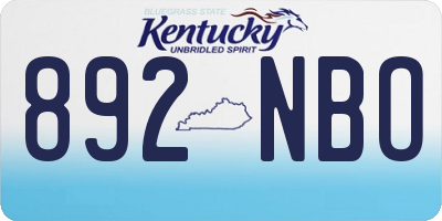 KY license plate 892NBO