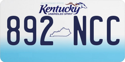KY license plate 892NCC