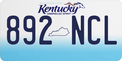 KY license plate 892NCL