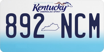 KY license plate 892NCM