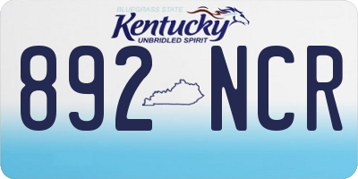 KY license plate 892NCR