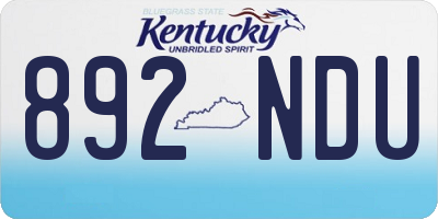 KY license plate 892NDU