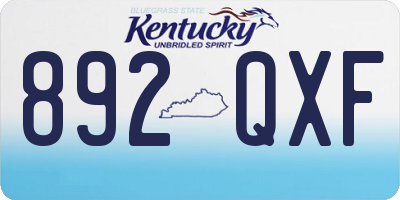 KY license plate 892QXF