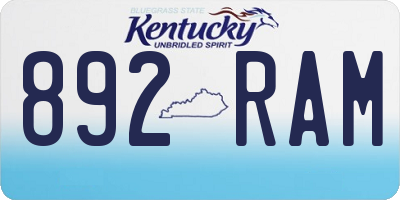 KY license plate 892RAM