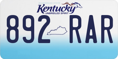 KY license plate 892RAR