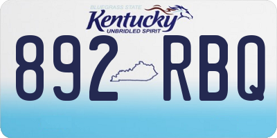 KY license plate 892RBQ