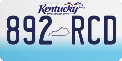 KY license plate 892RCD