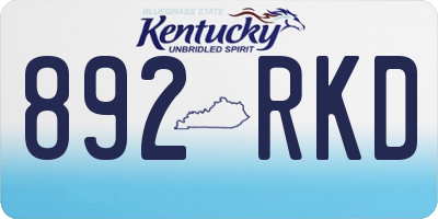 KY license plate 892RKD
