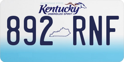 KY license plate 892RNF