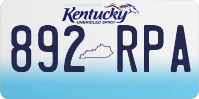 KY license plate 892RPA