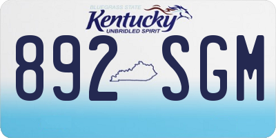 KY license plate 892SGM