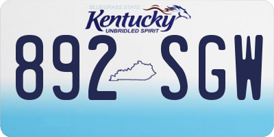 KY license plate 892SGW