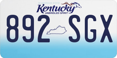 KY license plate 892SGX