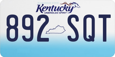 KY license plate 892SQT