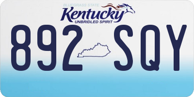 KY license plate 892SQY