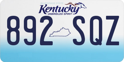 KY license plate 892SQZ