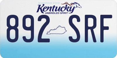 KY license plate 892SRF