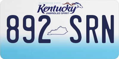 KY license plate 892SRN