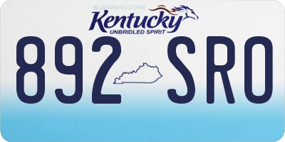 KY license plate 892SRO