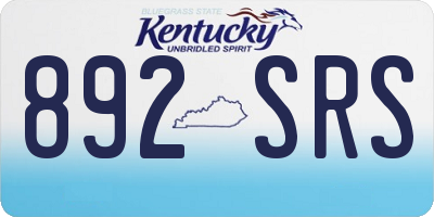 KY license plate 892SRS