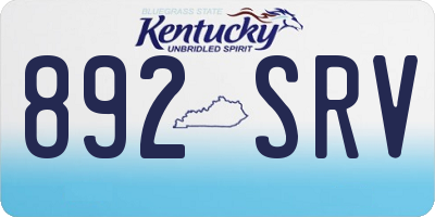 KY license plate 892SRV