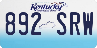 KY license plate 892SRW