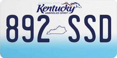 KY license plate 892SSD